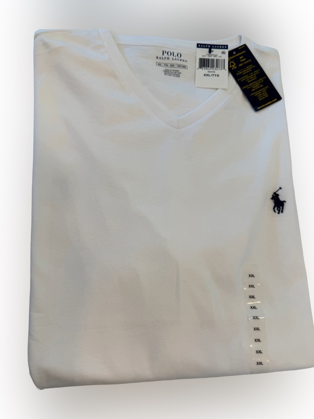 Polo Ralph Lauren Men’s V-Neck Tee Shirt White Sz XXL NWT